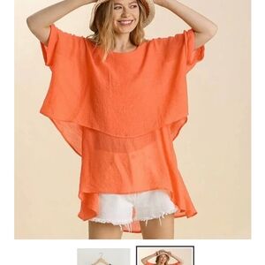 Umgee Orange Layered Blouse